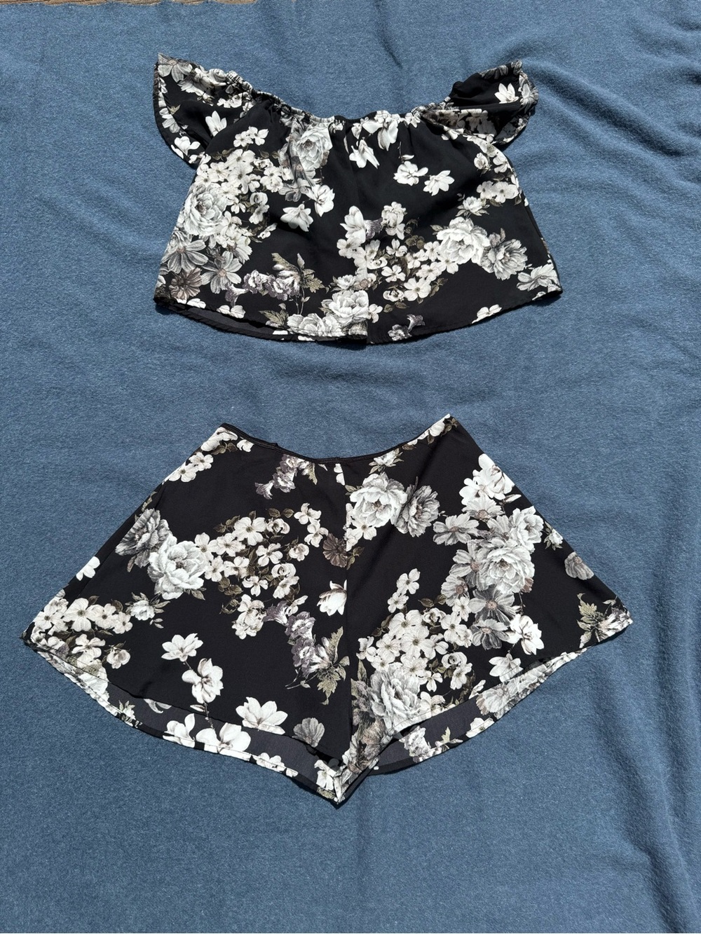 Floral Matching Set- Off the Shoulder Top with Matching Shorts